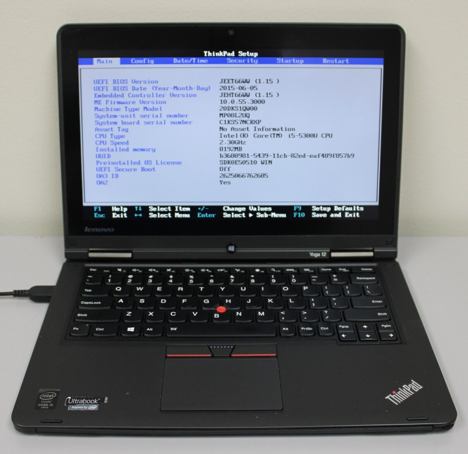 pic of 12.5" Lenovo ThinkPad Yoga 12 i5-5300u@2.30GHz 8GB Ram No HDD Tested Working