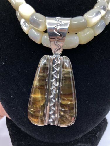 Jay King Dtr Sterling Strand Mother Of Pearl Pietersite Pendant